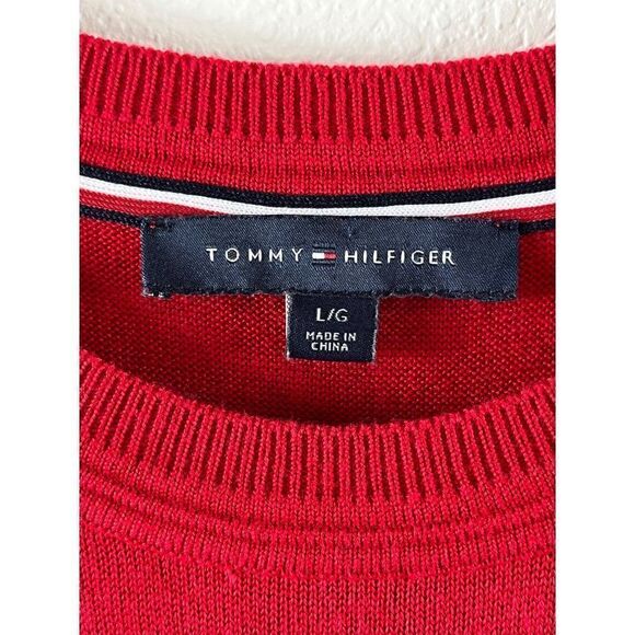 Tommy Hilfiger Penguin Novelty Print Lightweight Crew Neck Sweater Large Red - Picture 7 of 12